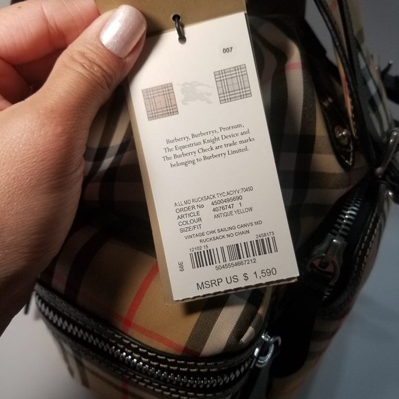 NWT Authentic Brand New BurBerry Medium Rucksack In Vintage Check Nylon - Picture 10 of 13